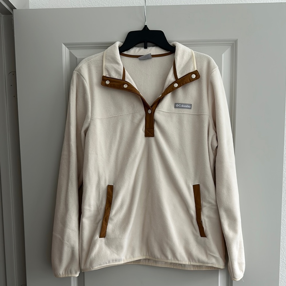 Columbia Cream and Brown Fleece Pullover
